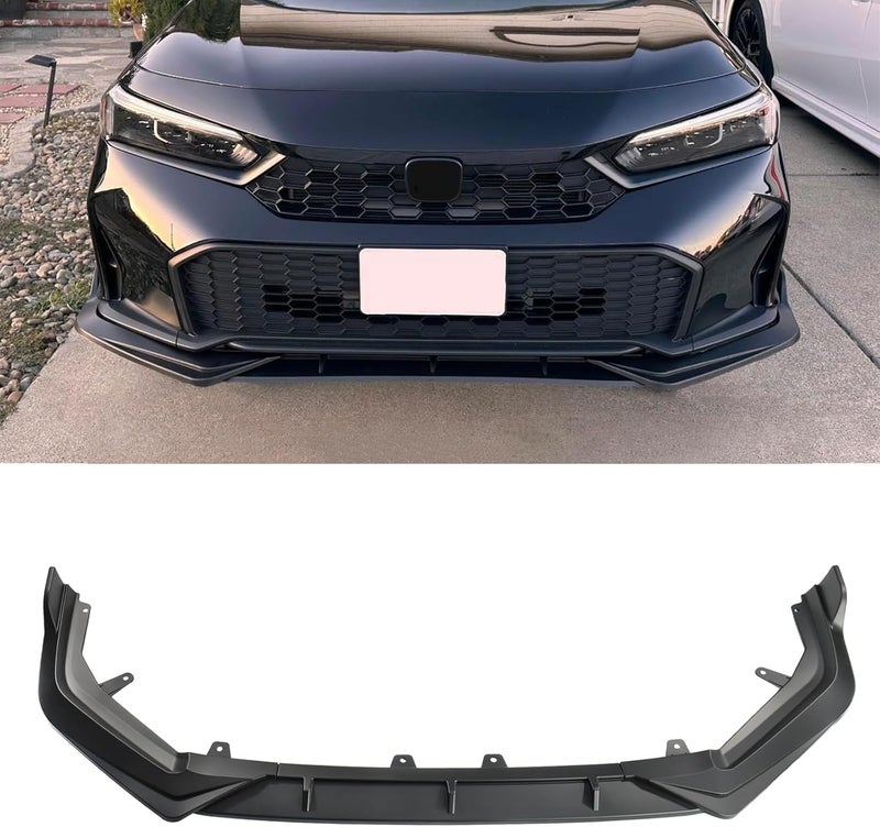 Gear Up Front Bumper Lip for Honda Civic 11th Gen 2022-2024 PP Front Lip Splitter Spoiler(Matte Black) - Image 1